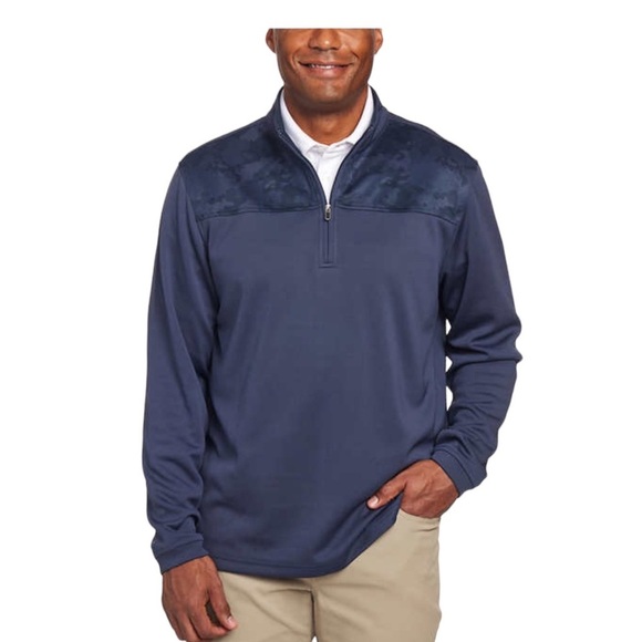 Men's Pebble Beach XXL 50 - 52 Quarter Zip V-Neck Long Sleeve Navy Blue Mockneck - Picture 3 of 9